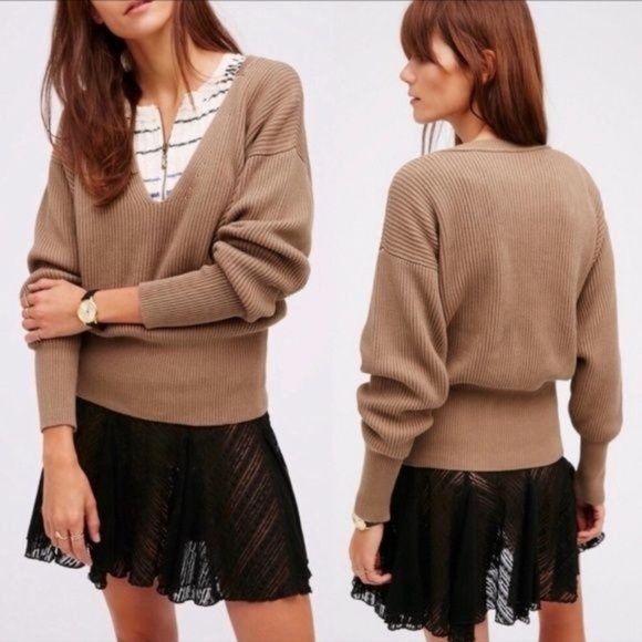 Free People Sweaters - Free People Taupe Allure Sweater Sz L